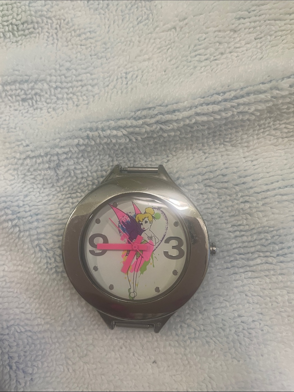 Tinker Bell Silver Watch with Pink Hands and Fairy Dial